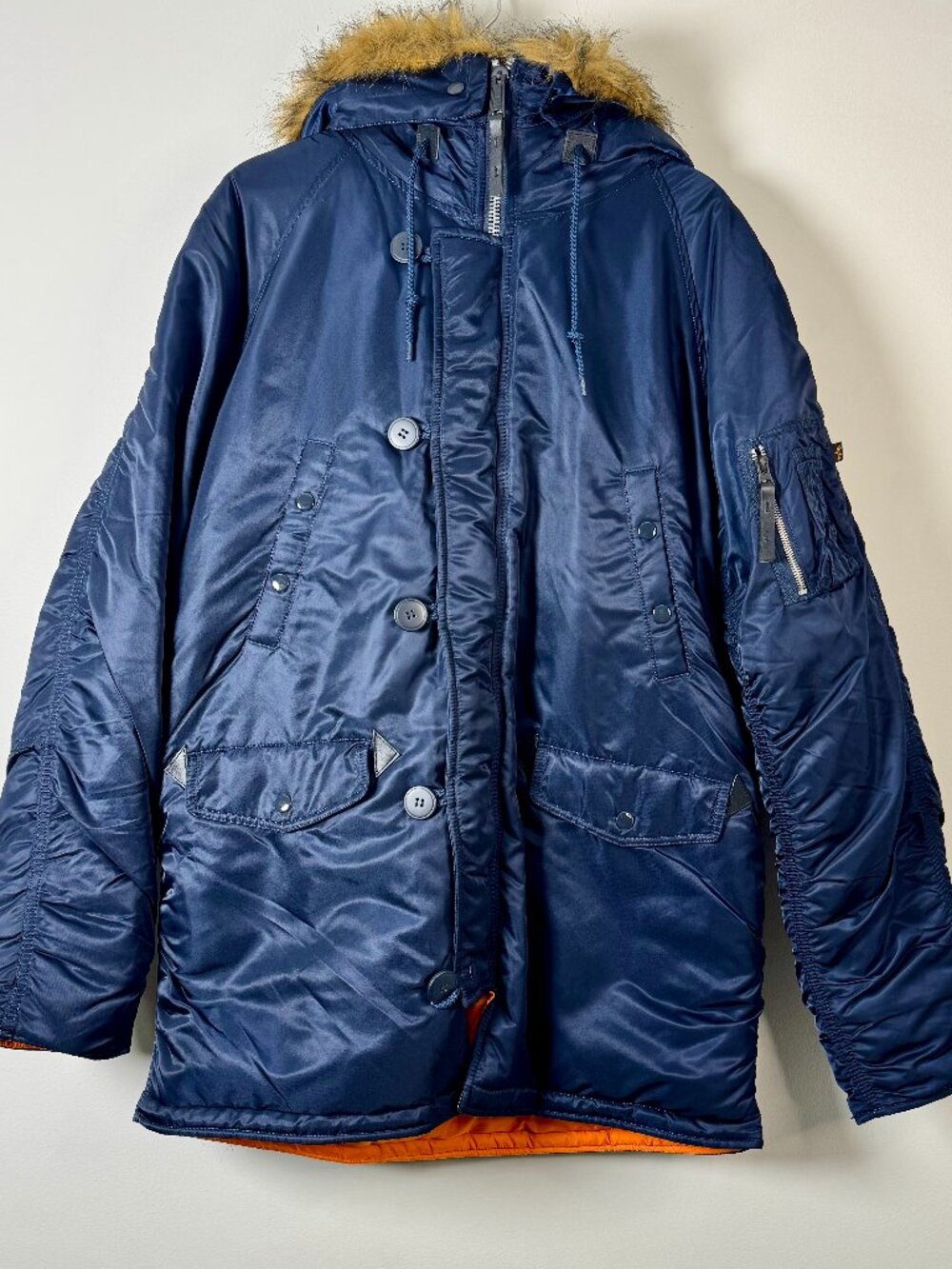 Alpha Industries Extreme Cold Weather Military Parka Coat Type N-3B Blue Sz XL - Picture 2 of 13